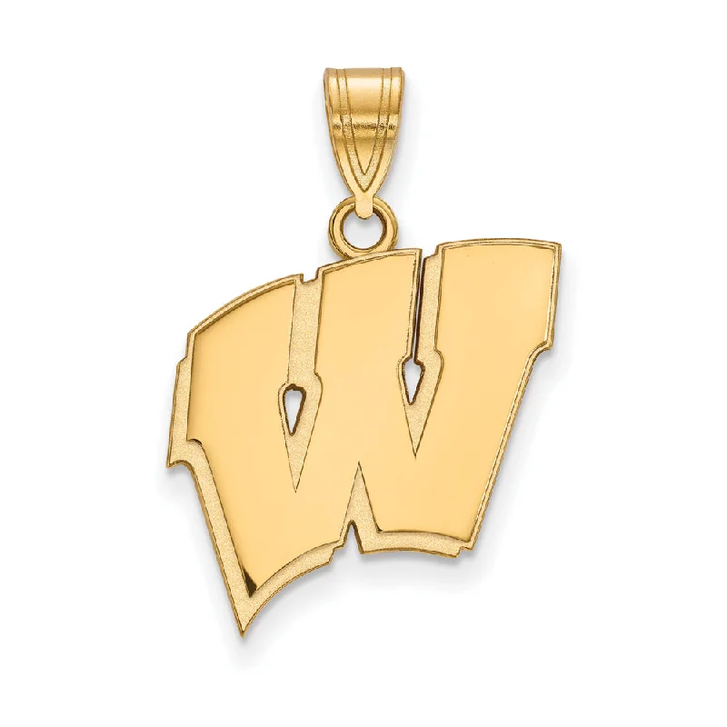 14k Yellow Gold U. of Wisconsin Large Initial W Pendant