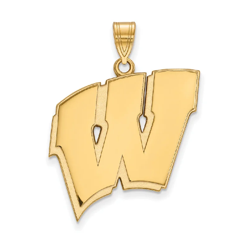 14k Yellow Gold U. of Wisconsin XL Initial W Pendant