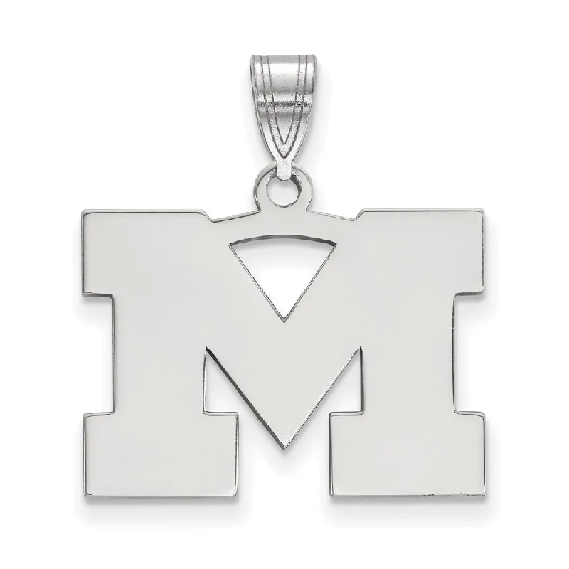 14k White Gold U. of Michigan Medium Initial M Pendant