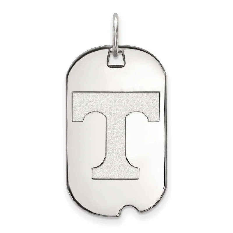 14k White Gold U. of Tennessee Initial T Dog Tag Pendant