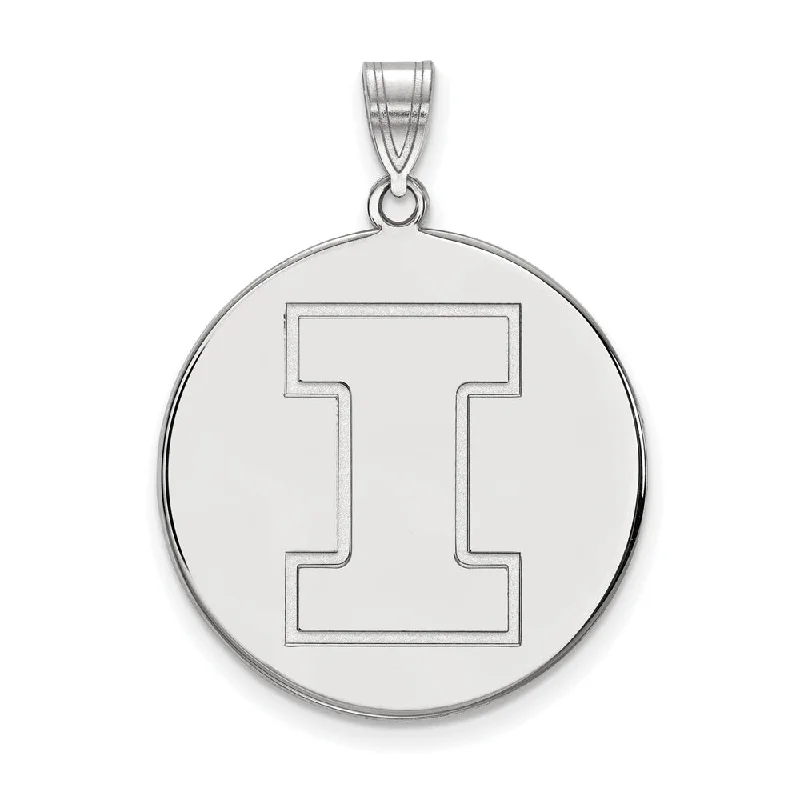 Sterling Silver U. of Illinois XL Initial I Disc Pendant