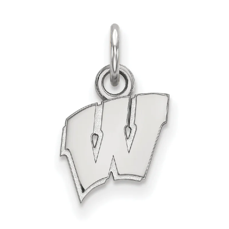 Sterling Silver U. of Wisconsin XS (Tiny) Initial W Charm or Pendant