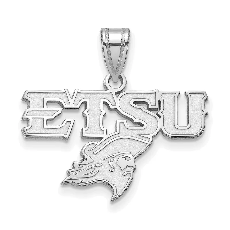 Sterling Silver Rhodium Plated East Tennessee State ETSU MD Pendant