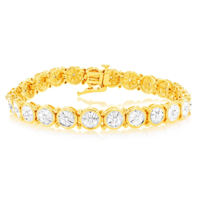 Modern Jewelry At Exclusive Discounts – Shop Today 1/4 Carat Diamond Bracelet in Gold Plated Silver