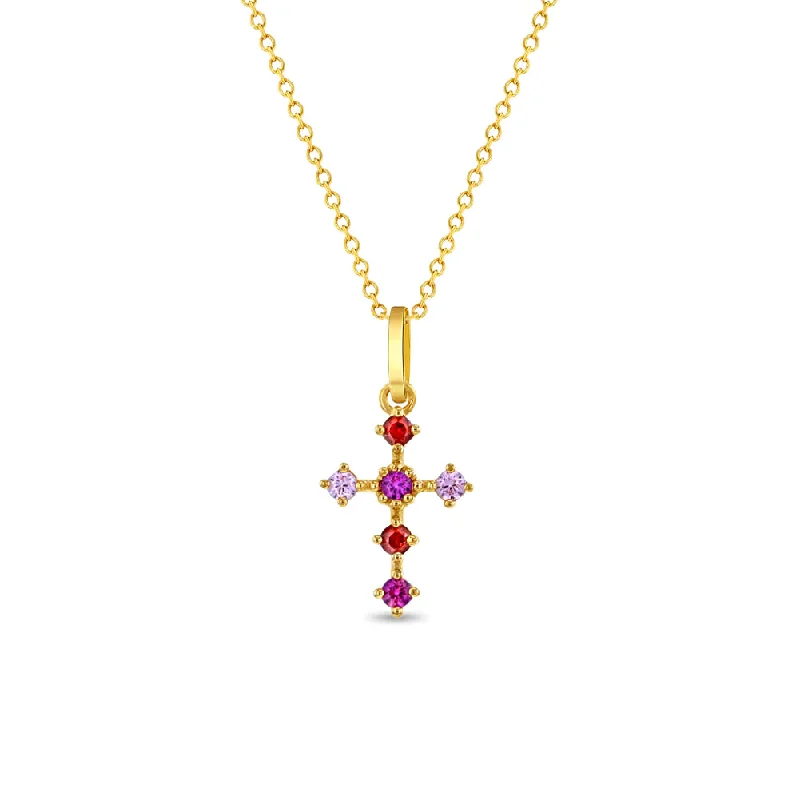 Personalized Jewelry Sale – Meaningful Gifts At Great Prices 14k Gold Cross Fuchsia Cubic Zirconia Women's Pendant/Necklace 16"-18"