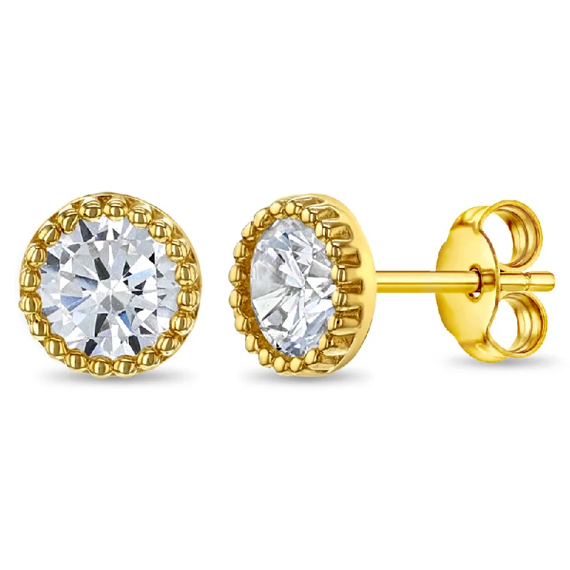 Exclusive Jewelry Offers – Shine For Less 14k Gold Halo Clear CZ Women's Earrings