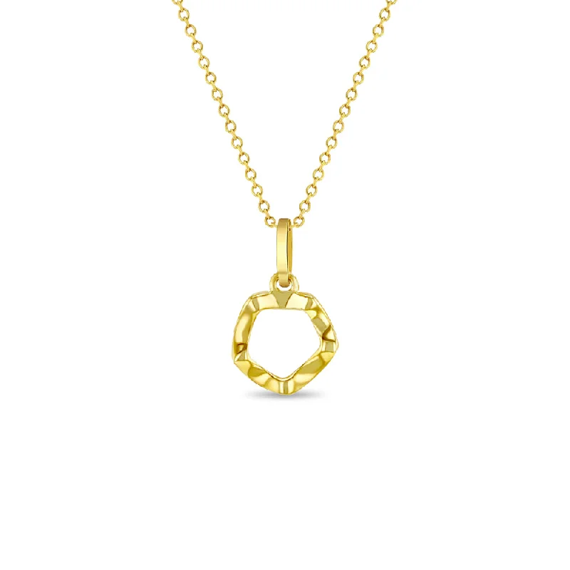 Elegant Jewelry Styles At Budget-Friendly Prices 14k Gold Hammered Round Women's Pendant/Necklace 16"-18"