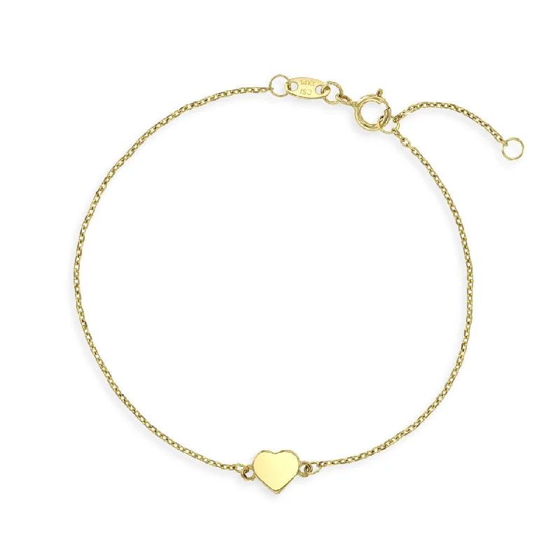 Limited-Time Offer On Elegant Jewelry Pieces 14k Gold Heart Charm Women's Bracelet 6.5"