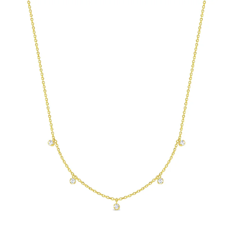 The Perfect Jewelry Piece At The Perfect Discount 14k Gold Multi Station Clear CZ Women's Necklace