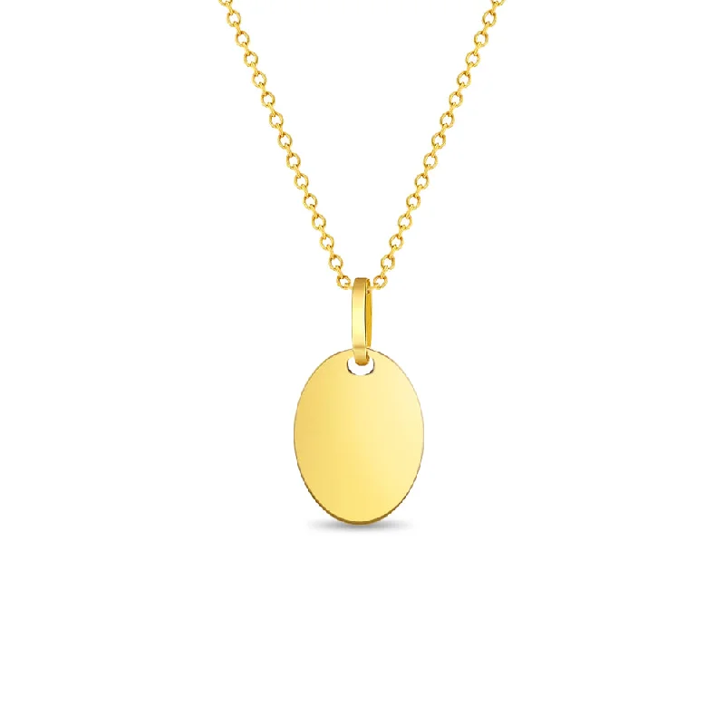 Don't Miss Our Biggest Jewelry Sale Of The Season 14k Gold Oval Engravable Women's Pendant/Necklace 16"-18"