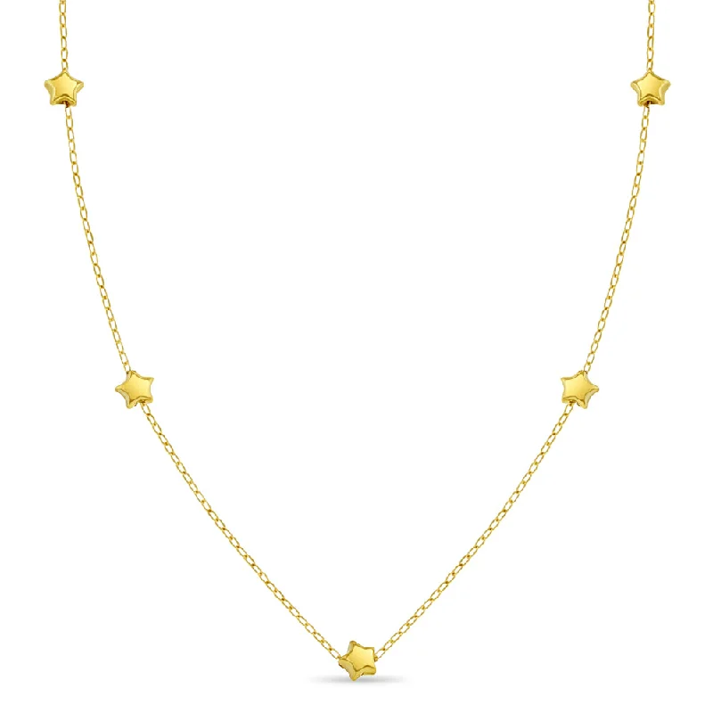 Trending Jewelry Now At Unbeatable Prices 14k Gold Puffed Star Satellite Women's Necklace