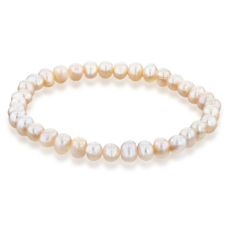 Bestselling Jewelry At Special Promotional Rates 6mm Freshwater Pearl Peach Stretch Bracelet