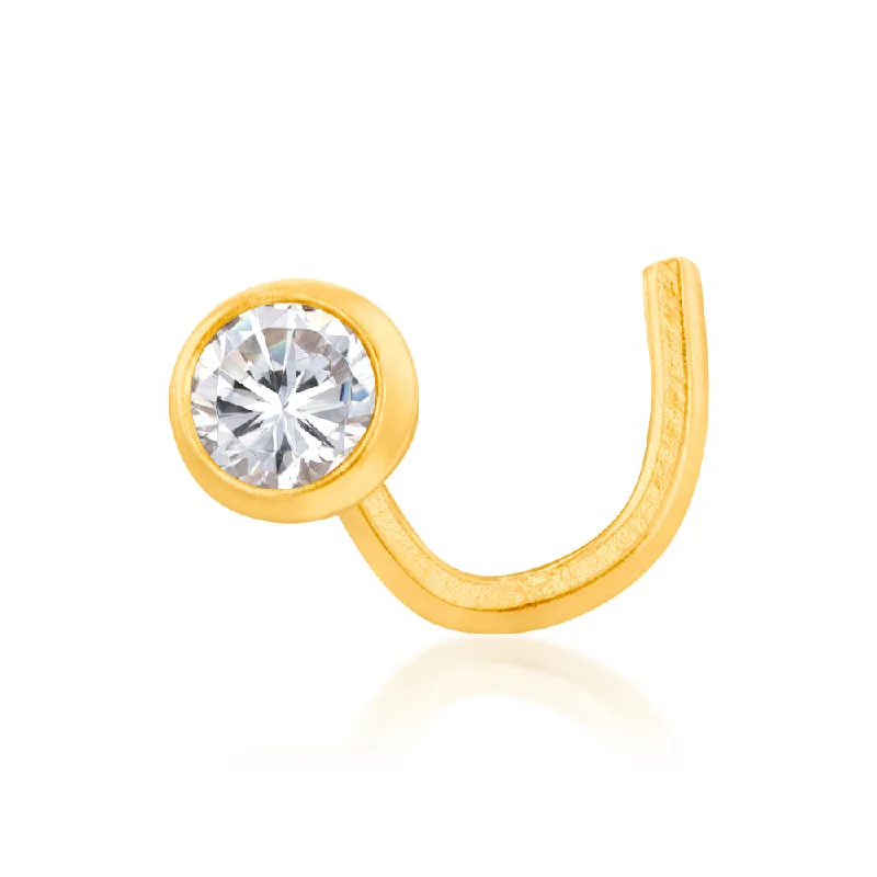 Limited-Stock Jewelry Clearance – Grab Your Favorites Now 9ct Yellow Gold 3mmm Cubic Zirconia Round Bezel Nose Stud