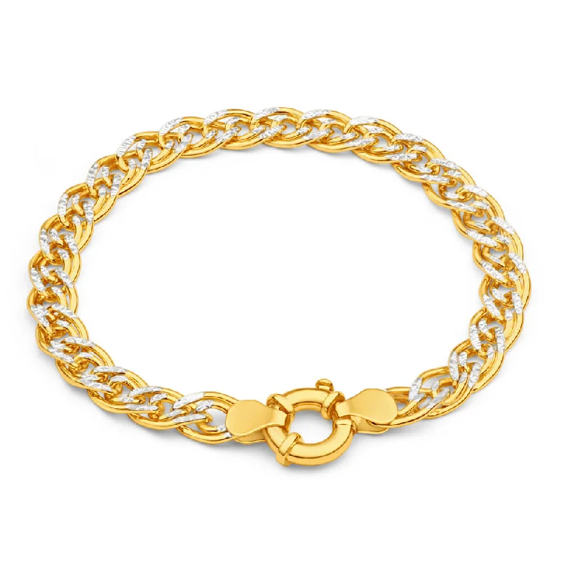 Jewelry Deals That Sparkle – Shop Today 9ct Yellow Gold Silver Filled Two Tone Double 19cm Curb Bracelet