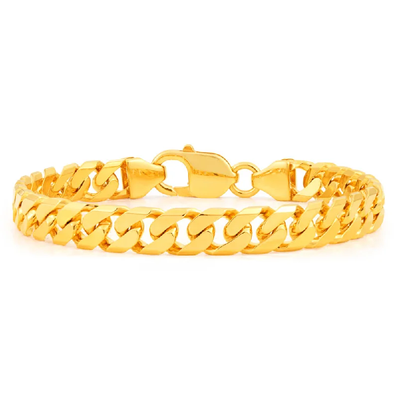 Last Chance To Shop High-End Jewelry At Markdown Prices 9ct Yellow Solid Gold Heavy Curb Bevelled 21cm Bracelet 200 Gauge