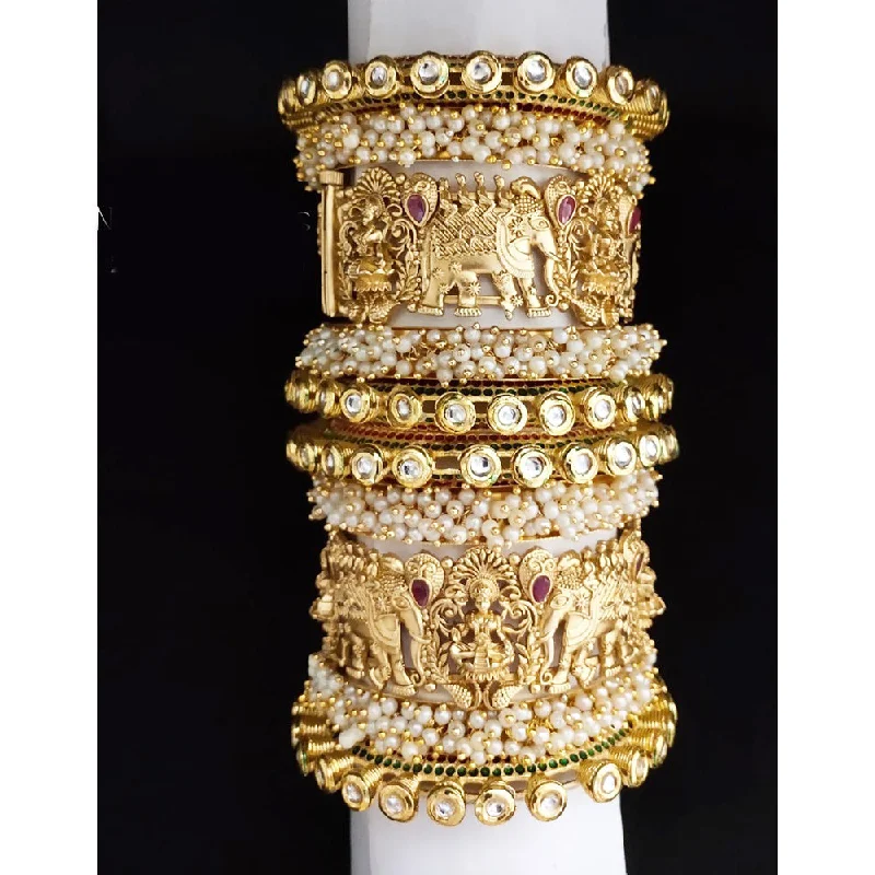 Limited-Stock Jewelry Clearance – Grab Your Favorites Now Akruti Collection Gold Plated Pearl And Kundan Bangle Set