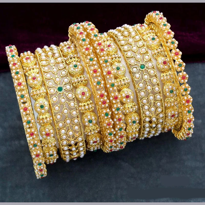 Huge Savings On Timeless Jewelry Collections Manisha Jewellery Gold Plated Austrian Stone And Pearl Bangles s Set