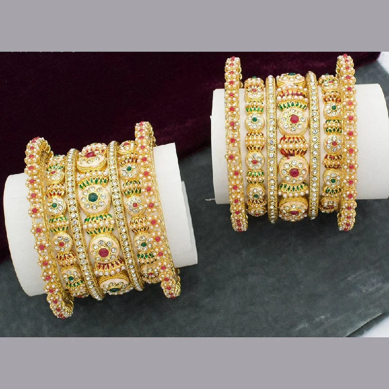 Seasonal Jewelry Deals – Elevate Your Style Manisha Jewellery Gold Plated Austrian Stone And Pearl Bangles s Set