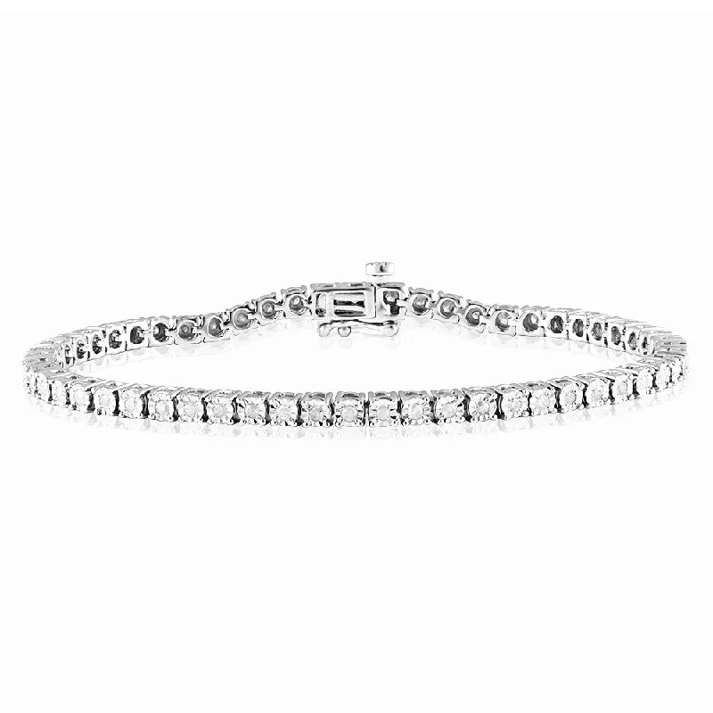 Celebrate Every Occasion With Sparkling Savings Silver 0.95 Carat Diamond Tennis Bracelet 18.5cm