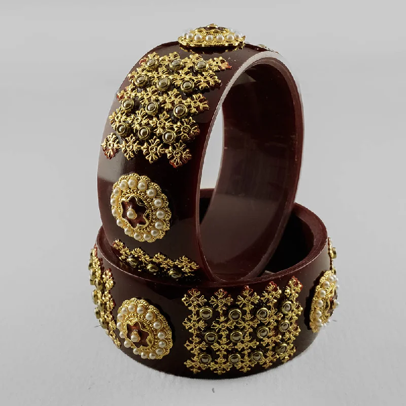 Luxury Jewelry Sale – Sparkle For Less SOB Set of 2 Designer  Acrylic Bangles with Studded Kundan