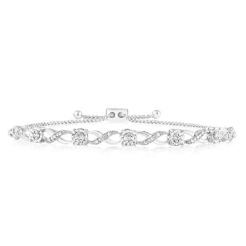 Discover Unique Jewelry With Special Limited-Time Offers Sterling Silver 1/10 Carat Diamond Infinity Slider Bracelet