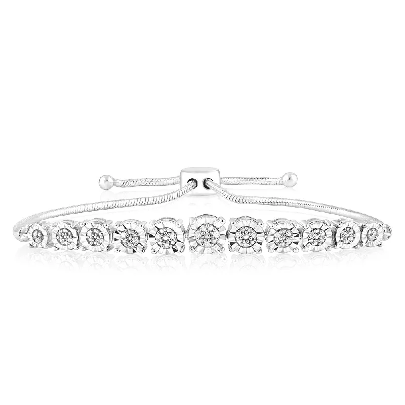 Special Deals On Handcrafted And Designer Jewelry Sterling Silver 1/10 Carat Diamond Slider Bracelet