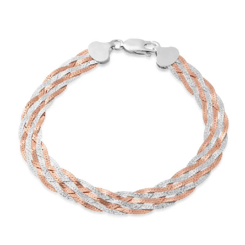 Best Jewelry Deals – Premium Quality At Exclusive Discounts Sterling Silver and Rose Plated 19cm Multi Strand Plait Bracelet