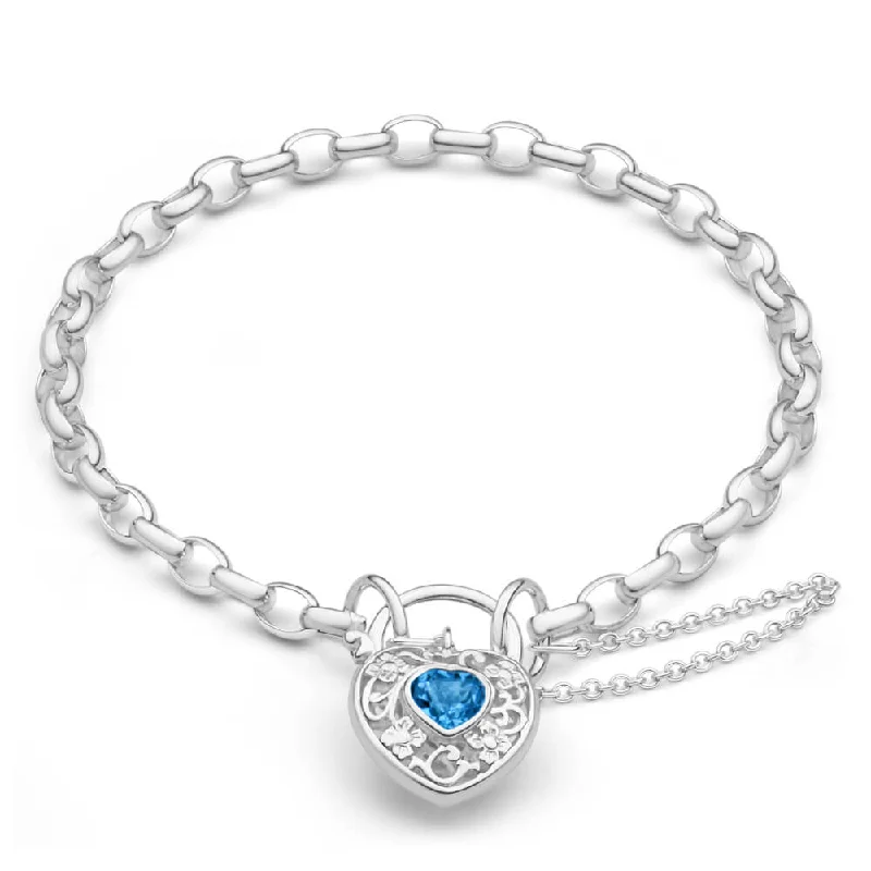 Limited-Stock Jewelry Sale – Once It's Gone, It's Gone Sterling Silver Blue Topaz Belcher Link 19cm Padlock Bracelet