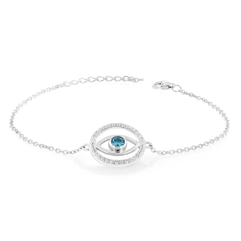 Huge Savings On Premium Jewelry Styles Sterling Silver Cubic Zirconia Evil Eye 16+3cm Bracelet