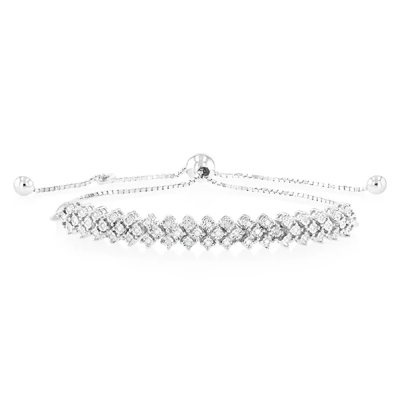 Fine Jewelry, Limited-Time Offers Available Sterling Silver Diamond Slider Bracelet with 52 Round Diamonds