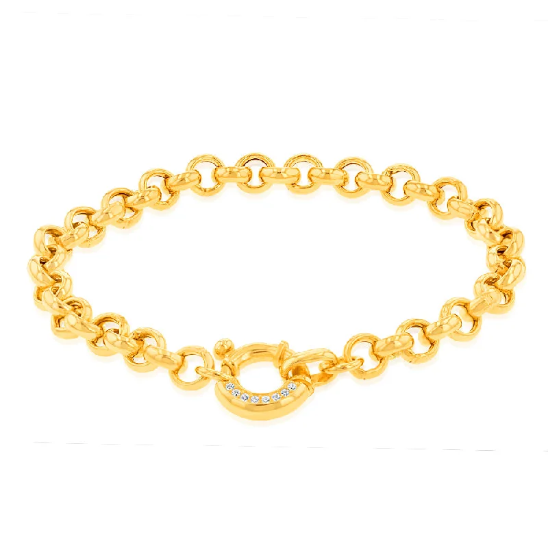 Limited Stock On Premium Jewelry At Low Prices Sterling Silver Yellow Gold Plated Cubic Zironica Bolting 19cm Belcher Bracelet