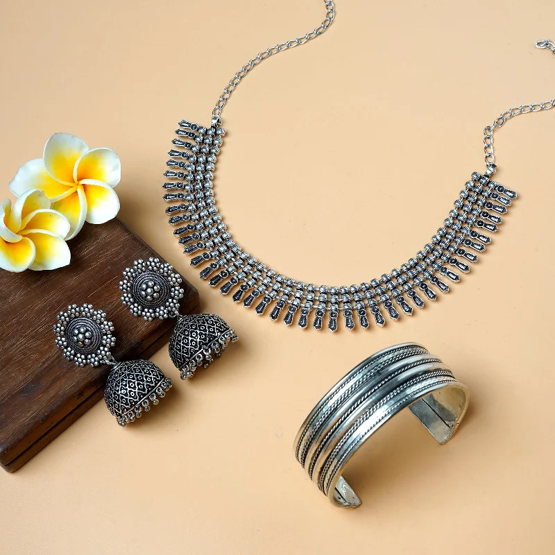 Elegant Jewelry, Exclusive Prices – Shop Now Teejh Anjani Silver Oxidised Jewelry Gift Set