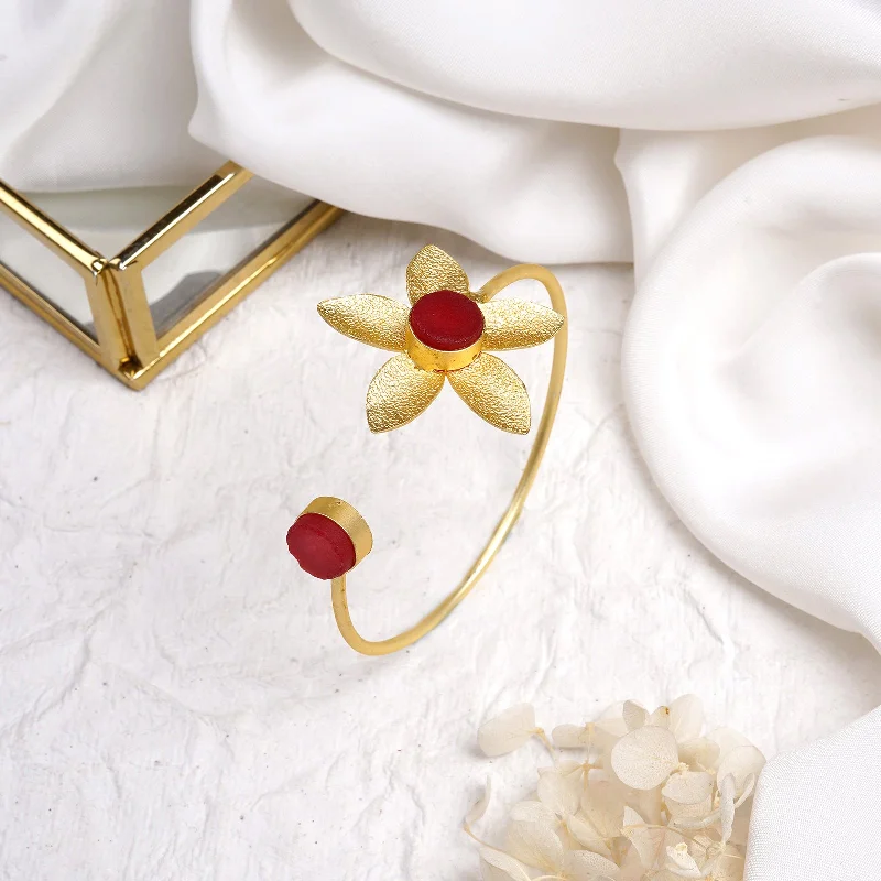 Affordable Luxury Jewelry – Style At A Great Price Teejh Juhi Dark Red Flower Bracelet