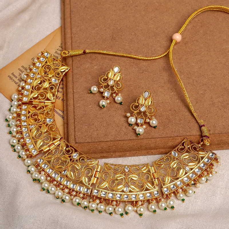 Timeless Jewelry At Special Discount Rates Teejh Revika Pearl and Gold Necklace Set