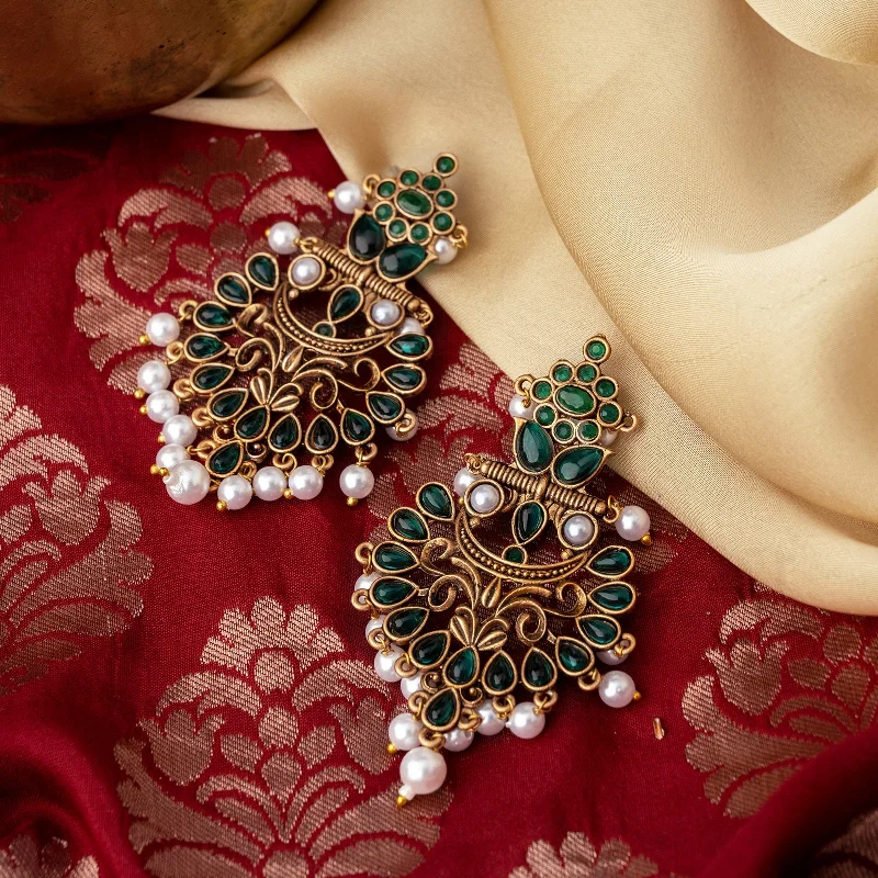 Elegant Designs, Unbeatable Discounts – Shop Jewelry Now Teejh Rutuja Dark Green Gold Enamel Earrings