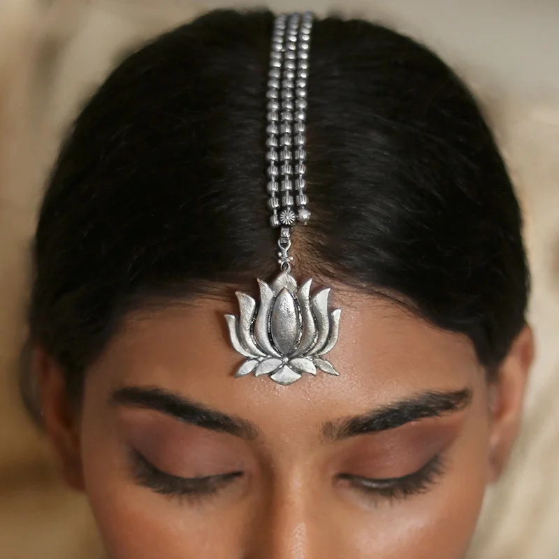 Limited-Stock Jewelry Sale – Once It's Gone, It's Gone Teejh Vrutika Silver Oxidised Maang Tika