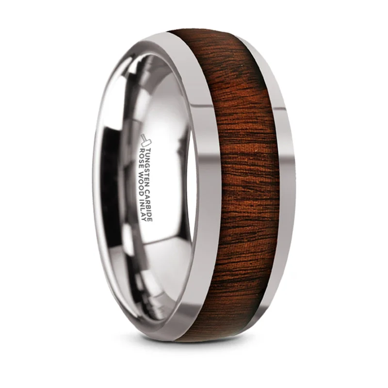 Exclusive Jewelry Discounts – Shop Now For Savings Thorsten Dalberg Tungsten Carbide Rose Wood Inlay Polished Finish Domed Wedding Ring (8mm) TC5956-DRW