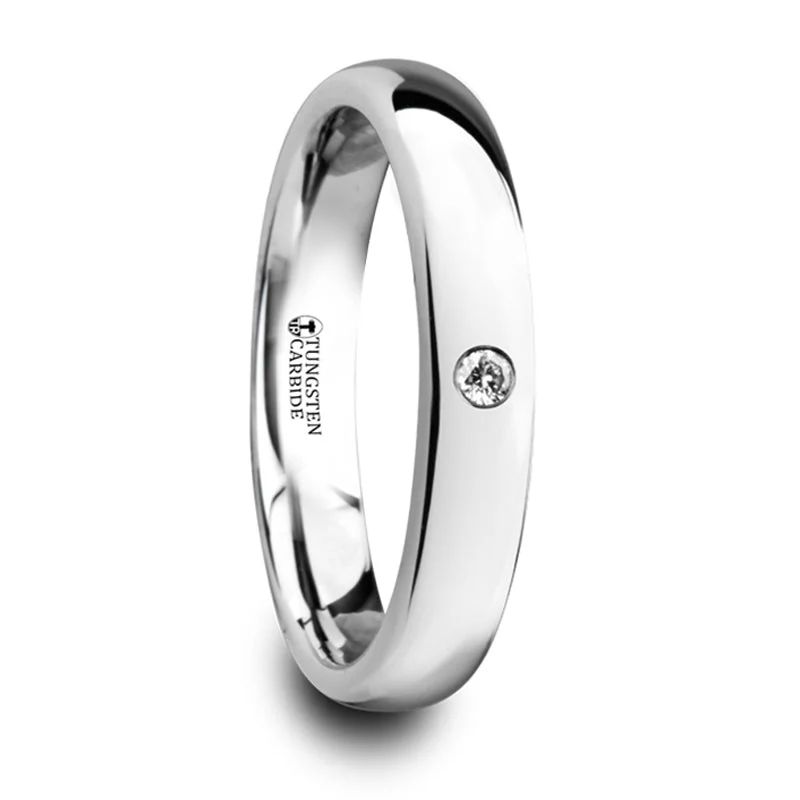 Seasonal Jewelry Deals – Elevate Your Style Thorsten Gale Polished & Domed Tungsten Carbide Wedding Ring w/ White Diamond (4mm) W4279-DPWD