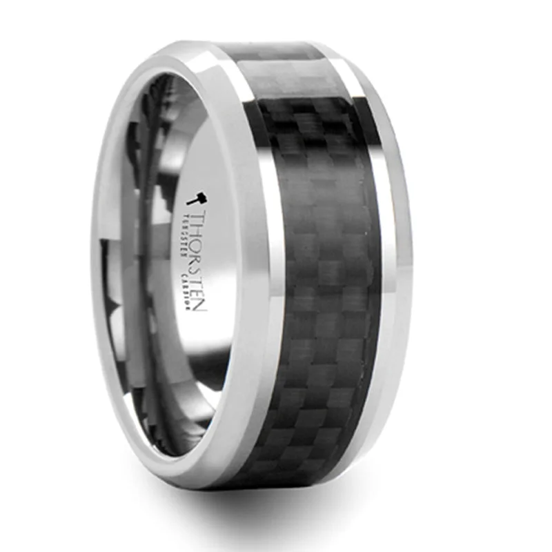 Jewelry Deals That Sparkle – Shop Today Thorsten Maximus Tungsten Carbide Wedding Ring w/ Black Carbon Fiber Inlay (4-10mm) W281-BCFT