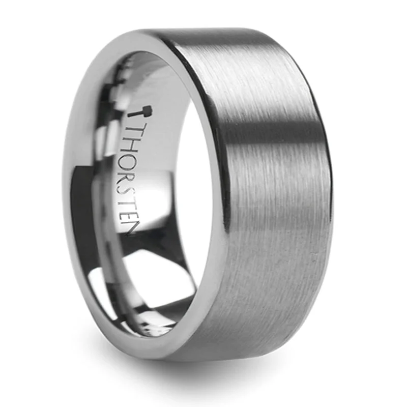 Luxury Jewelry Clearance – Shop Premium Styles Now Thorsten Mercury Pipe Cut Brush Finish Tungsten Carbide Ring (4-10mm) W342-FBF