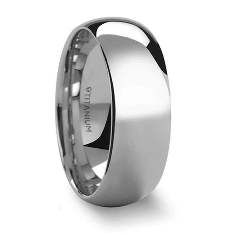 Bold And Beautiful Jewelry Now At Irresistible Prices Thorsten Peterson Titanium Polished Finish Domed Wedding Band (8mm) T6003-TDP