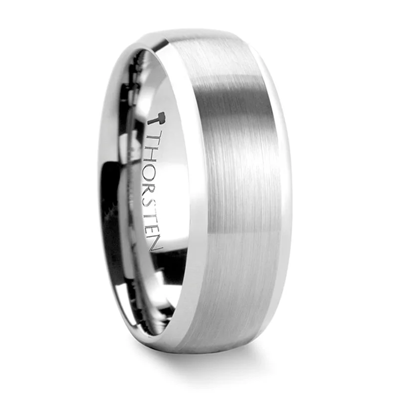 Jewelry Clearance Event – Stock Up Before It's Over Thorsten Polaris Rounded Brushed Finish Tungsten Carbide Ring w/ Polished Bevels (6-8mm) W338-DBT