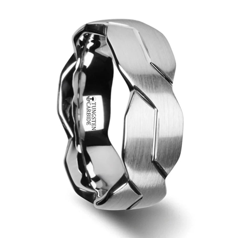 Shop Dazzling Jewelry At The Best Prices Thorsten Forever White Tungsten Ring with Brushed Carved Infinity Symbol Design (6-10mm) W2963-BTCI