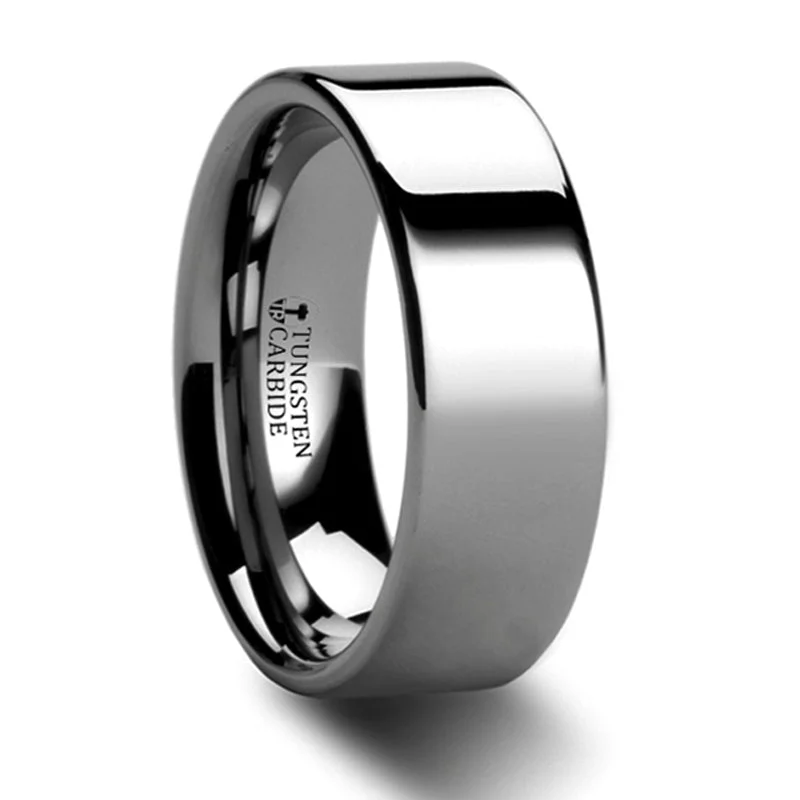 Limited-Time Jewelry Sale – Elegant Styles At Less Thorsten Spartan Tungsten Carbide Ring Flat Profile w/ High Polish Finish (4-10mm) W858-FPB