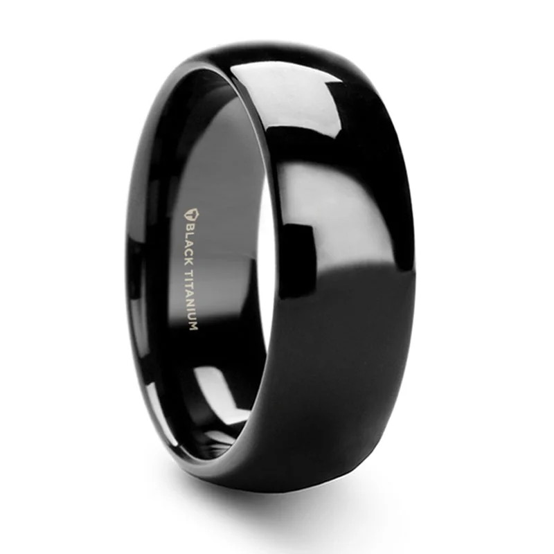 Discounted Luxury Jewelry – Shine Without The Splurge Thorsten Varen Black Titanium Polished Finish Domed Wedding Band (8mm) T5997-BTDR