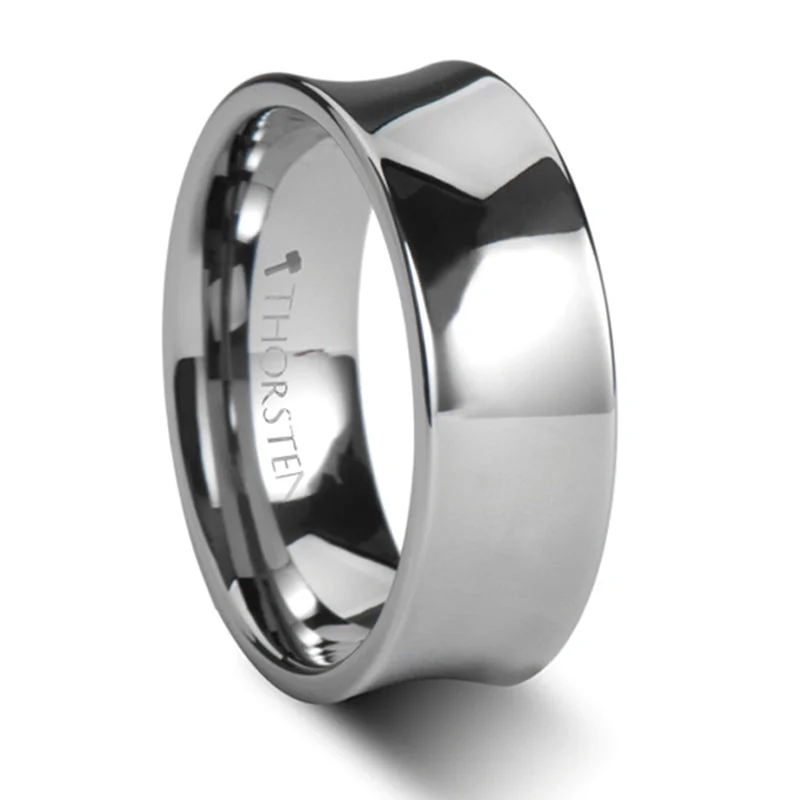 Discounted Jewelry For A Glamorous Look Thorsten Washington Concave Tungsten Carbide Ring w/ Polish Finish (4-8mm) W868-CPR