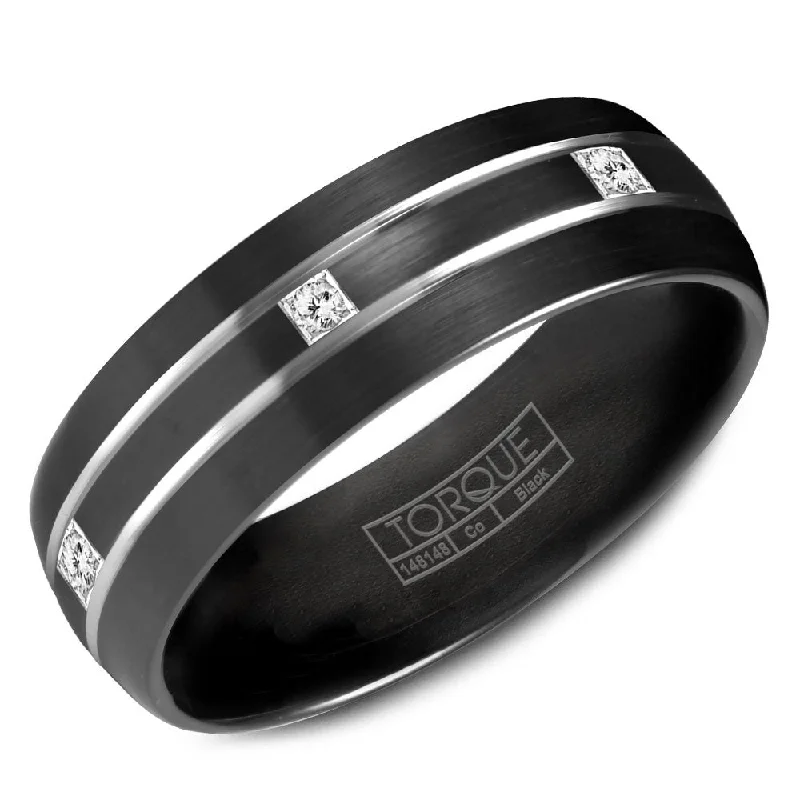 Chic, Trendy, And Affordable Jewelry Sale Torque Black Cobalt Collection 7MM Wedding Band with 6 Diamonds CBB-2133