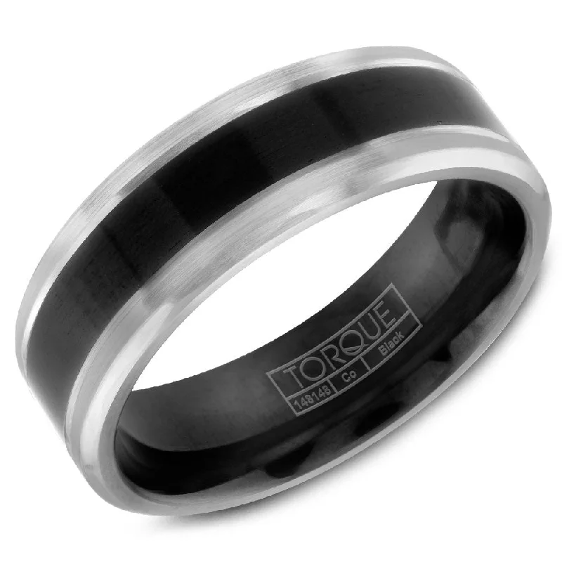 Get Your Favorite Jewelry At The Best Price Torque Black Cobalt Collection 7MM Wedding Band with Brushed White Edges CBB-0018