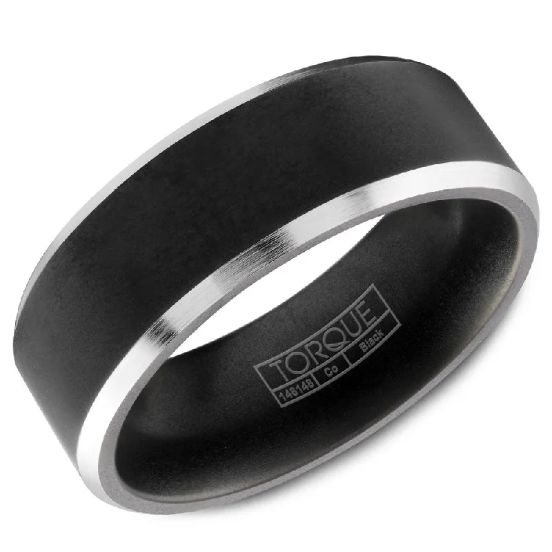 High-End Jewelry, Now More Affordable Than Ever Torque Black Cobalt Collection 7MM Wedding Band with White Beveled Edges CBB-7003