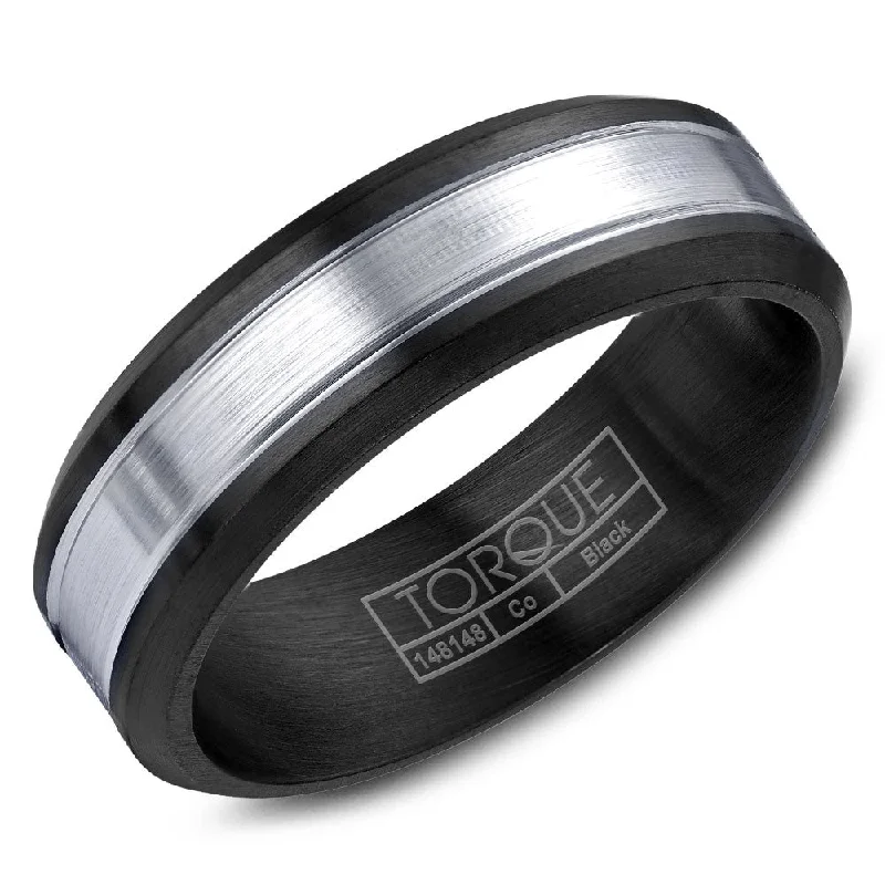 Shop Jewelry That Shines Without The High Price Torque Black Cobalt Collection 7MM Wedding Band with White Center CBB-2054